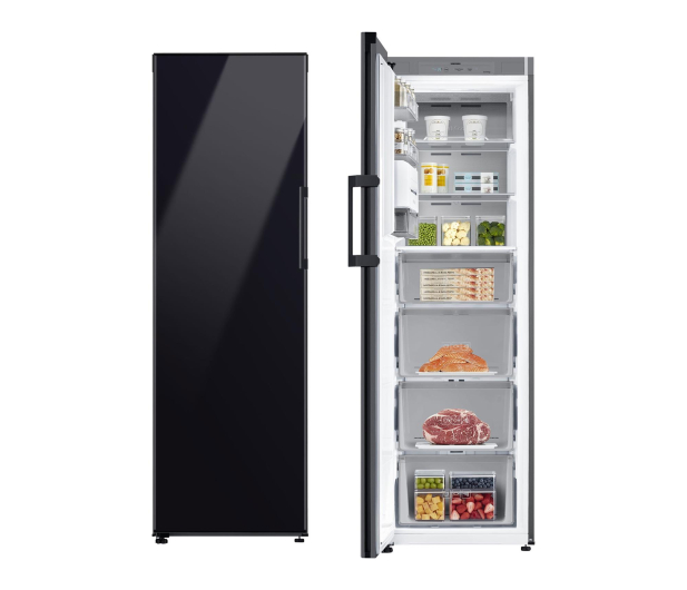 Zamrażarka Samsung RZ32C76CE22 EF Bespoke No Frost 186cm 36dB Czarne Szkło Kostkarka SLIM AI 323L - 1351932 - zdjęcie